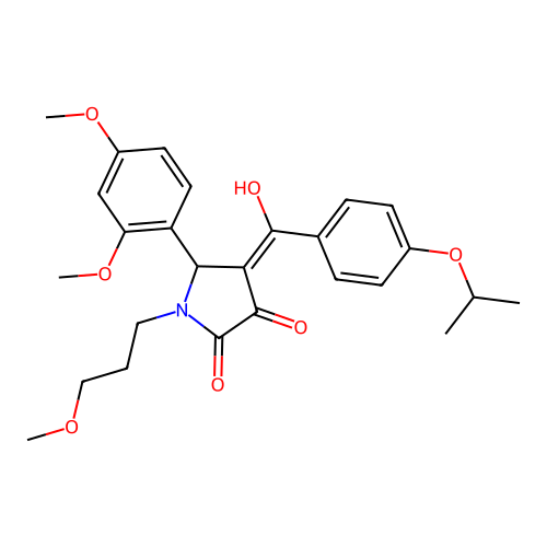 (4E)-5-(2,4-dimethoxyphenyl)-4-[hydroxy-(4-propan-2-yloxyphenyl)methylidene]-1-(3-methoxypropyl)pyrrolidine-2,3-dione structure