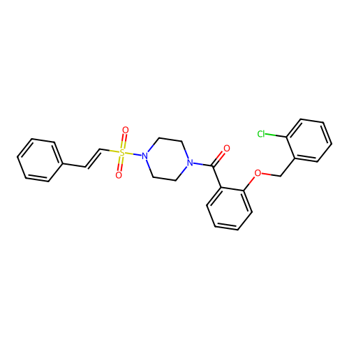 1-{2-[(2-Chlorophenyl)methoxy]benzoyl}-4-(2-phenylethenesulfonyl)piperazine structure