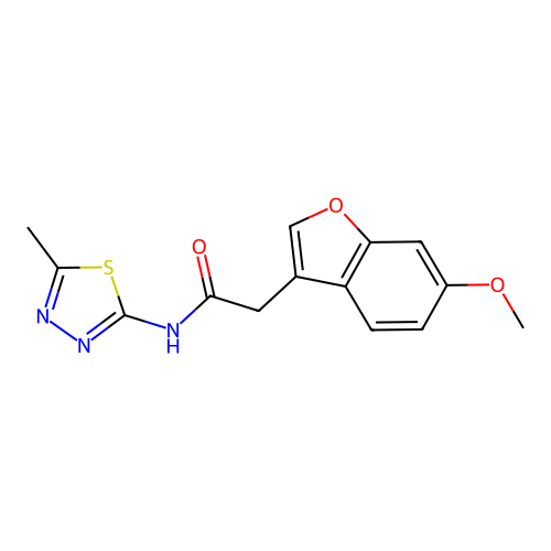 2-(6-Methoxybenzofuran-3-yl)-N-(5-methyl-1,3,4-thiadiazol-2-yl)acetamide structure