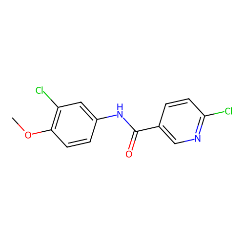 6-chloro-N-(3-chloro-4-methoxyphenyl)pyridine-3-carboxamide structure