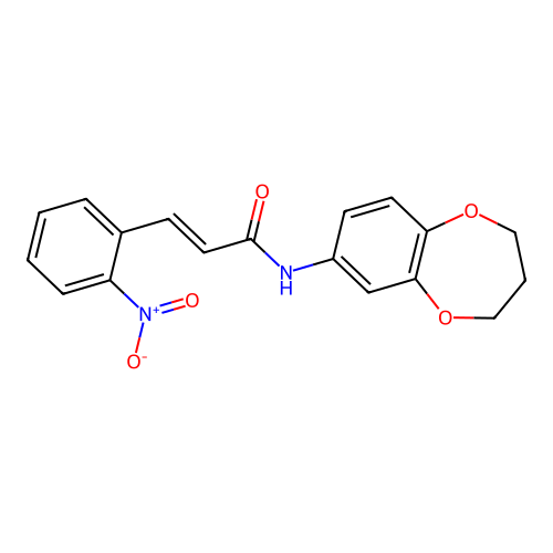 N-(3,4-dihydro-2H-1,5-benzodioxepin-7-yl)-3-(2-nitrophenyl)prop-2-enamide structure
