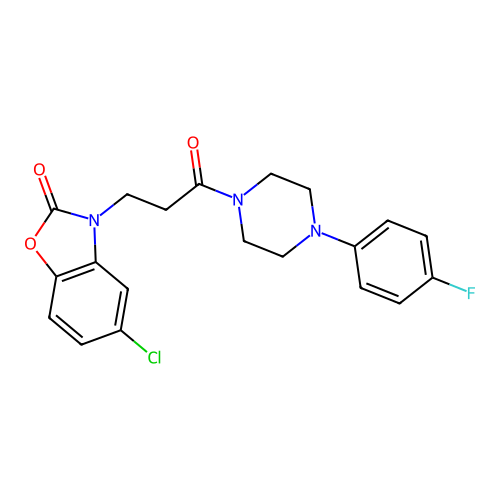 5-chloro-3-(3-(4-(4-fluorophenyl)piperazin-1-yl)-3-oxopropyl)benzo[d]oxazol-2(3H)-one structure