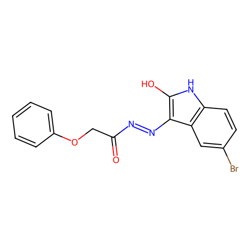 (E)-N'-(5-bromo-2-oxoindolin-3-ylidene)-2-phenoxyacetohydrazide structure