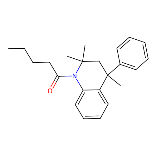 1-(2,2,4-trimethyl-4-phenyl-3H-quinolin-1-yl)pentan-1-one structure