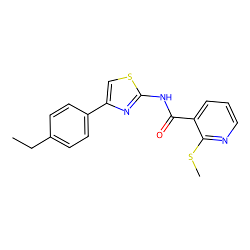 N-[4-(4-ethylphenyl)-1,3-thiazol-2-yl]-2-(methylsulfanyl)pyridine-3-carboxamide structure