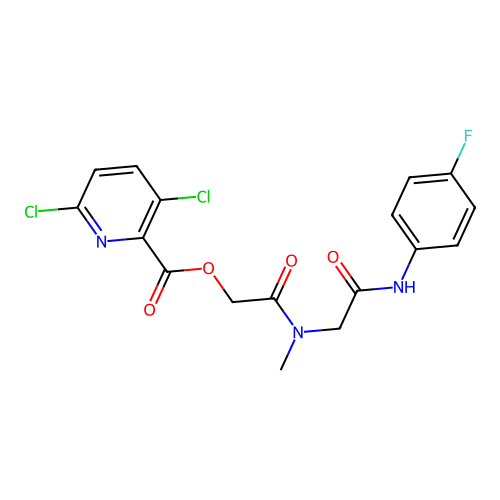 ({[(4-fluorophenyl)carbamoyl]methyl}(methyl)carbamoyl)methyl 3,6-dichloropyridine-2-carboxylate structure