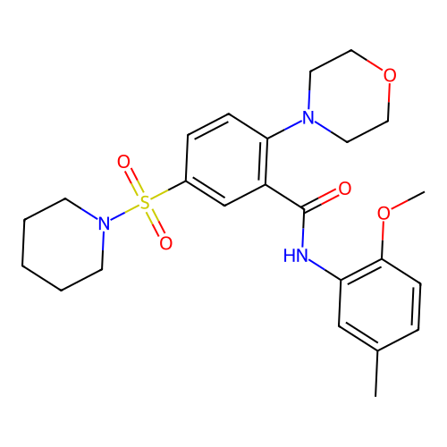 N-(2-methoxy-5-methylphenyl)-2-morpholin-4-yl-5-piperidin-1-ylsulfonylbenzamide structure
