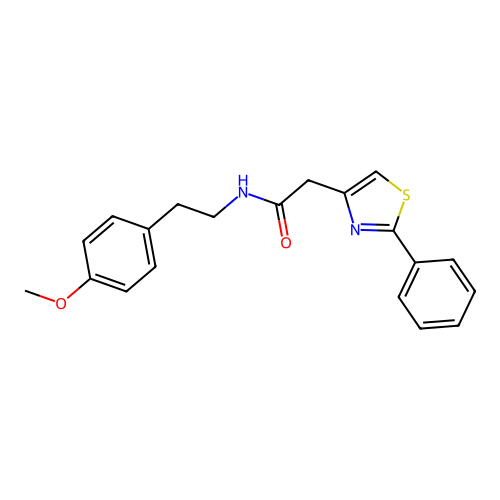 N-[2-(4-methoxyphenyl)ethyl]-2-(2-phenyl-1,3-thiazol-4-yl)acetamide structure