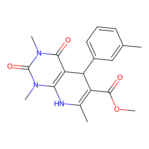 methyl 1,3,7-trimethyl-2,4-dioxo-5-(m-tolyl)-1,2,3,4,5,8-hexahydropyrido[2,3-d]pyrimidine-6-carboxylate structure