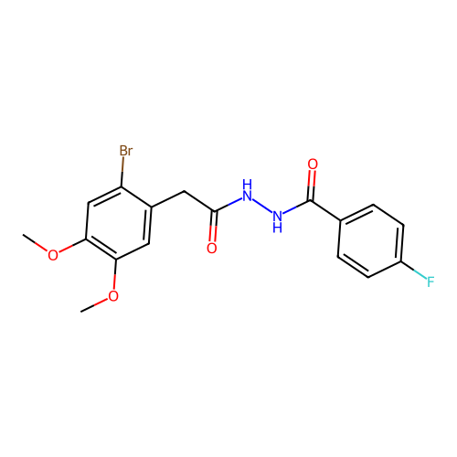 N'-[2-(2-bromo-4,5-dimethoxyphenyl)acetyl]-4-fluorobenzohydrazide structure