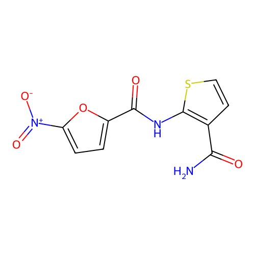 N-(3-carbamoylthiophen-2-yl)-5-nitrofuran-2-carboxamide structure