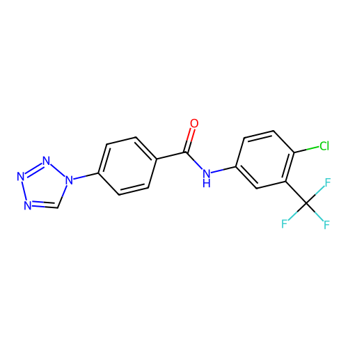 N-[4-chloro-3-(trifluoromethyl)phenyl]-4-(tetrazol-1-yl)benzamide structure