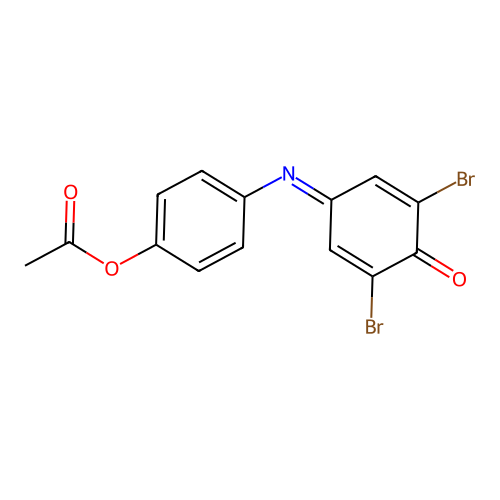 4-[(3,5-Dibromo-4-oxocyclohexa-2,5-dien-1-ylidene)amino]phenyl acetate structure