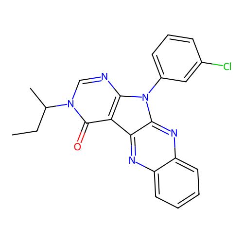 3-(butan-2-yl)-11-(3-chlorophenyl)-3,11-dihydro-4H-pyrimido[5',4':4,5]pyrrolo[2,3-b]quinoxalin-4-one structure