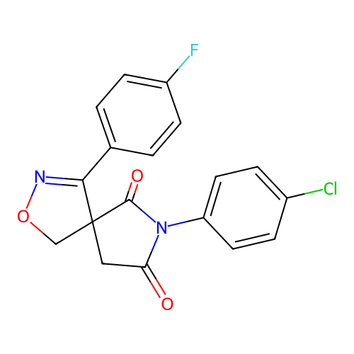 7-(4-chlorophenyl)-4-(4-fluorophenyl)-2-oxa-3,7-diazaspiro[4.4]non-3-ene-6,8-dione structure