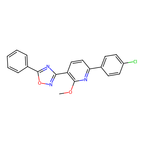 6-(4-Chlorophenyl)-2-methoxy-3-(5-phenyl-1,2,4-oxadiazol-3-yl)pyridine structure