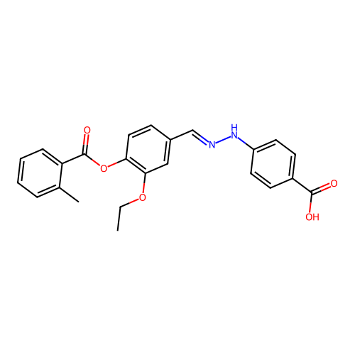 4-[(2E)-2-(3-ethoxy-4-{[(2-methylphenyl)carbonyl]oxy}benzylidene)hydrazinyl]benzoic acid structure