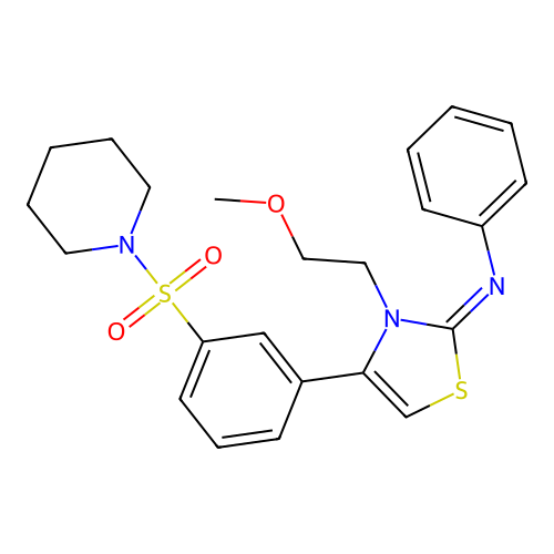 N-[(2Z)-3-(2-methoxyethyl)-4-[3-(piperidin-1-ylsulfonyl)phenyl]-1,3-thiazol-2(3H)-ylidene]aniline structure