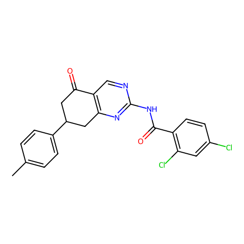 2,4-dichloro-N-[7-(4-methylphenyl)-5-oxo-5,6,7,8-tetrahydroquinazolin-2-yl]benzamide structure