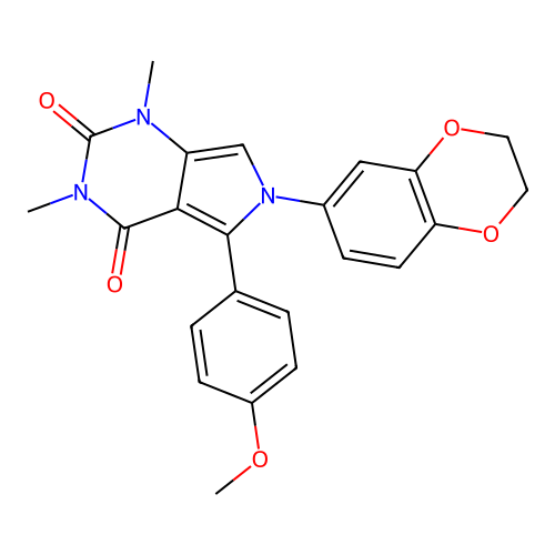 6-(2,3-dihydro-1,4-benzodioxin-6-yl)-5-(4-methoxyphenyl)-1,3-dimethyl-1H-pyrrolo[3,4-d]pyrimidine-2,4(3H,6H)-dione structure