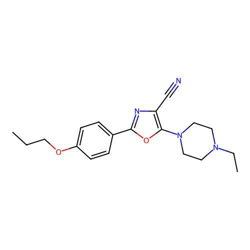 5-(4-Ethylpiperazin-1-yl)-2-(4-propoxyphenyl)-1,3-oxazole-4-carbonitrile structure