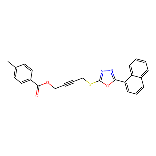 4-((5-(naphthalen-1-yl)-1,3,4-oxadiazol-2-yl)thio)but-2-yn-1-yl 4-methylbenzoate structure