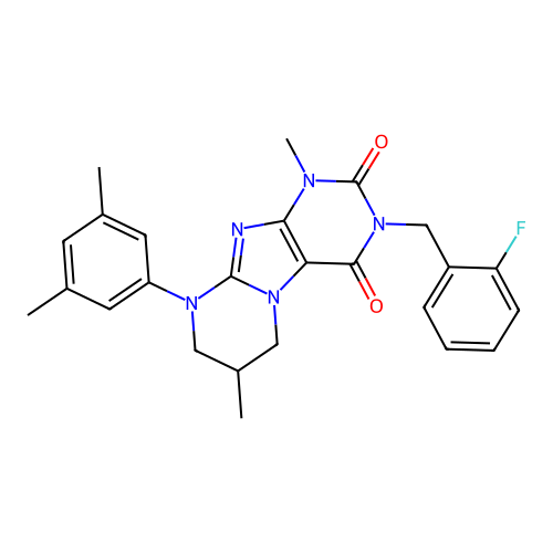 9-(3,5-dimethylphenyl)-3-(2-fluorobenzyl)-1,7-dimethyl-6,7,8,9-tetrahydropyrimido[2,1-f]purine-2,4(1H,3H)-dione structure