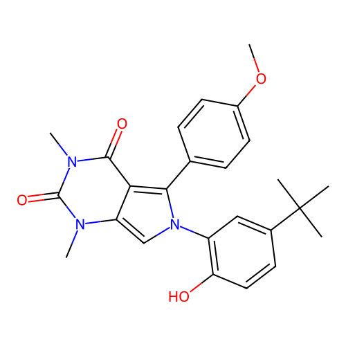 6-(5-(tert-butyl)-2-hydroxyphenyl)-5-(4-methoxyphenyl)-1,3-dimethyl-1H-pyrrolo[3,4-d]pyrimidine-2,4(3H,6H)-dione structure
