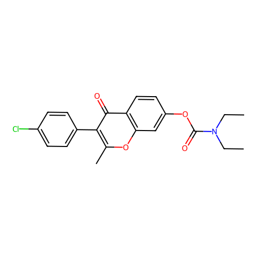 3-(4-chlorophenyl)-2-methyl-4-oxo-4H-chromen-7-yl diethylcarbamate structure