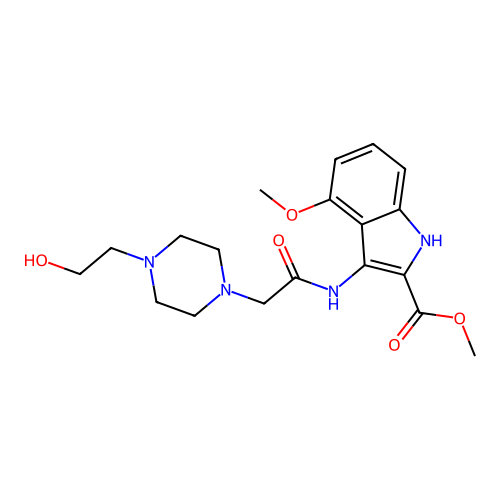 Methyl 3-[[2-[4-(2-hydroxyethyl)piperazin-1-yl]acetyl]amino]-4-methoxy-1H-indole-2-carboxylate structure