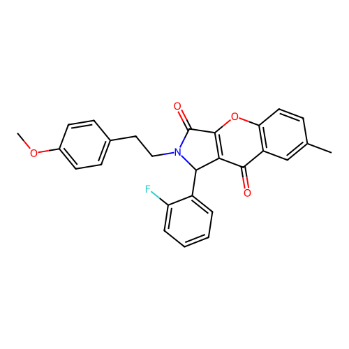 1-(2-fluorophenyl)-2-(4-methoxyphenethyl)-7-methyl-1,2-dihydrochromeno[2,3-c]pyrrole-3,9-dione structure