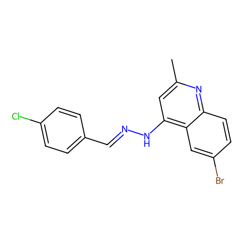 6-bromo-4-[(2E)-2-(4-chlorobenzylidene)hydrazinyl]-2-methylquinoline structure