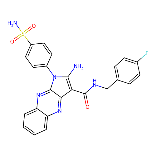 2-amino-N-(4-fluorobenzyl)-1-(4-sulfamoylphenyl)-1H-pyrrolo[2,3-b]quinoxaline-3-carboxamide structure