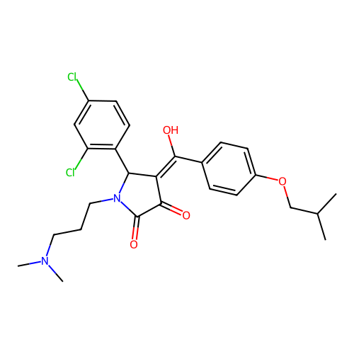 (4E)-5-(2,4-dichlorophenyl)-1-[3-(dimethylamino)propyl]-4-[hydroxy-[4-(2-methylpropoxy)phenyl]methylidene]pyrrolidine-2,3-dione structure