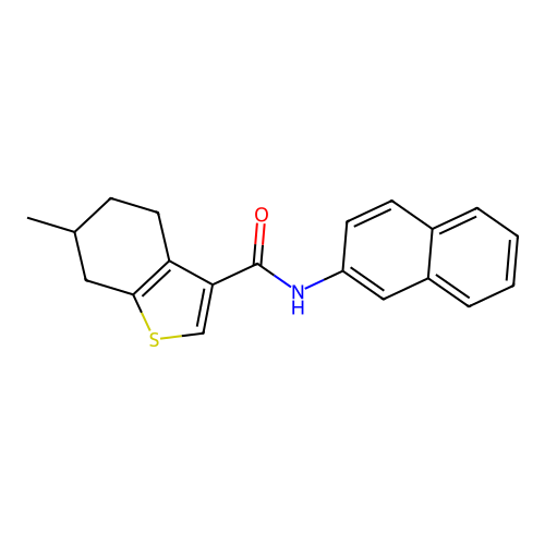 6-methyl-N-(naphthalen-2-yl)-4,5,6,7-tetrahydro-1-benzothiophene-3-carboxamide structure