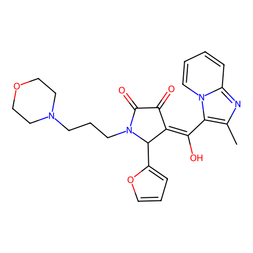 (4E)-5-(furan-2-yl)-4-[hydroxy-(2-methylimidazo[1,2-a]pyridin-3-yl)methylidene]-1-(3-morpholin-4-ylpropyl)pyrrolidine-2,3-dione structure