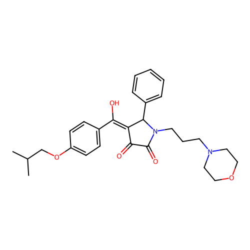 3-hydroxy-4-[4-(2-methylpropoxy)benzoyl]-1-[3-(morpholin-4-yl)propyl]-5-phenyl-2,5-dihydro-1H-pyrrol-2-one structure