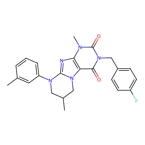 3-(4-fluorobenzyl)-1,7-dimethyl-9-(m-tolyl)-6,7,8,9-tetrahydropyrimido[2,1-f]purine-2,4(1H,3H)-dione structure