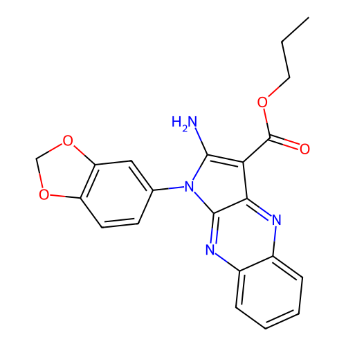propyl 2-amino-1-(1,3-benzodioxol-5-yl)-1H-pyrrolo[2,3-b]quinoxaline-3-carboxylate structure