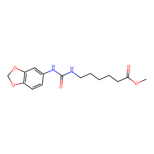Methyl 6-[(1,3-benzodioxol-5-ylcarbamoyl)amino]hexanoate structure