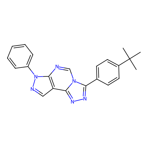 3-(4-tert-butylphenyl)-7-phenyl-7H-pyrazolo[4,3-e][1,2,4]triazolo[4,3-c]pyrimidine structure