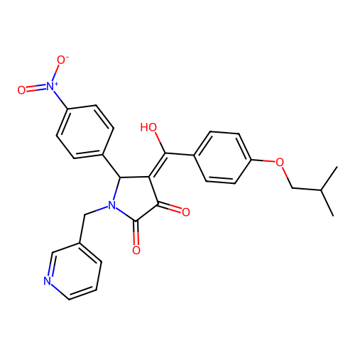 (4E)-4-[hydroxy-[4-(2-methylpropoxy)phenyl]methylidene]-5-(4-nitrophenyl)-1-(pyridin-3-ylmethyl)pyrrolidine-2,3-dione structure