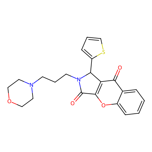 2-(3-morpholin-4-ylpropyl)-1-thiophen-2-yl-1H-chromeno[2,3-c]pyrrole-3,9-dione structure