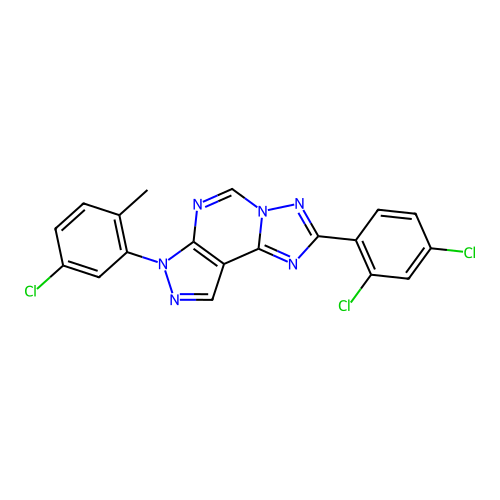 7-(5-chloro-2-methylphenyl)-2-(2,4-dichlorophenyl)-7H-pyrazolo[4,3-e][1,2,4]triazolo[1,5-c]pyrimidine structure