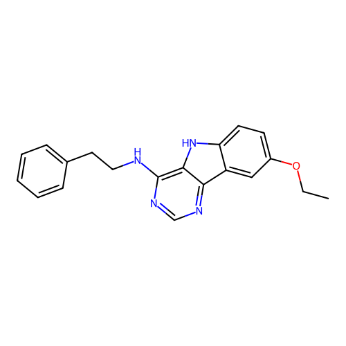 8-ethoxy-N-phenethyl-5H-pyrimido[5,4-b]indol-4-amine structure