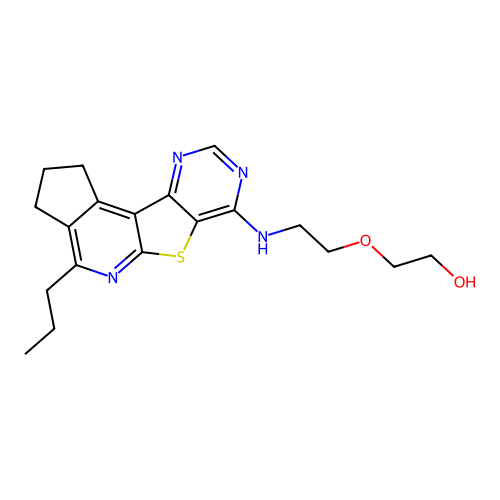 2-(2-((4-propyl-2,3-dihydro-1H-cyclopenta[4',5']pyrido[3',2':4,5]thieno[3,2-d]pyrimidin-7-yl)amino)ethoxy)ethanol structure
