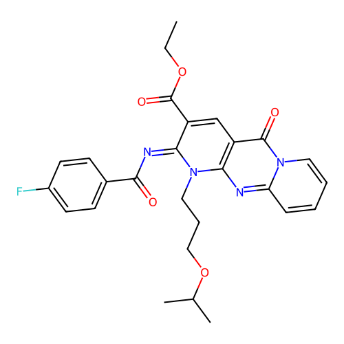 (Z)-ethyl 2-((4-fluorobenzoyl)imino)-1-(3-isopropoxypropyl)-5-oxo-2,5-dihydro-1H-dipyrido[1,2-a:2',3'-d]pyrimidine-3-carboxylate structure