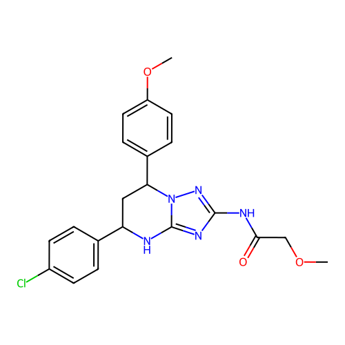 N-(5-(4-chlorophenyl)-7-(4-methoxyphenyl)-4,5,6,7-tetrahydro-[1,2,4]triazolo[1,5-a]pyrimidin-2-yl)-2-methoxyacetamide structure