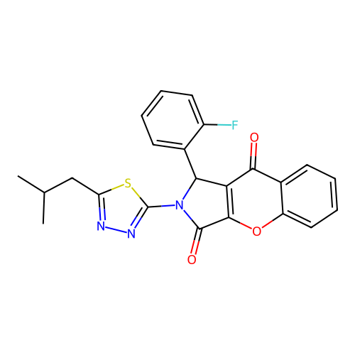 1-(2-fluorophenyl)-2-[5-(2-methylpropyl)-1,3,4-thiadiazol-2-yl]-1,2-dihydrochromeno[2,3-c]pyrrole-3,9-dione structure