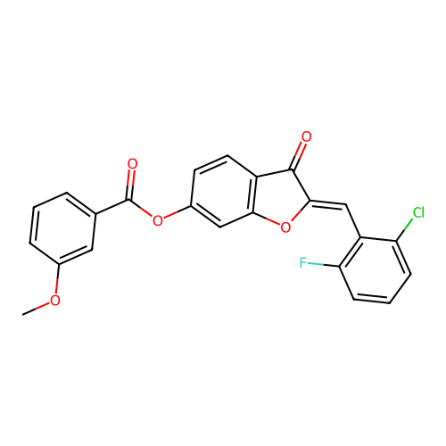 (Z)-2-(2-chloro-6-fluorobenzylidene)-3-oxo-2,3-dihydrobenzofuran-6-yl 3-methoxybenzoate structure